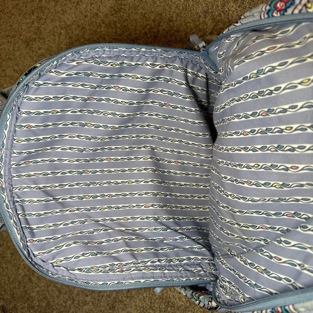 Vera Bradley Campus Backpack Wildflower Paisley Quilted Cotton Laptop Travel Bag